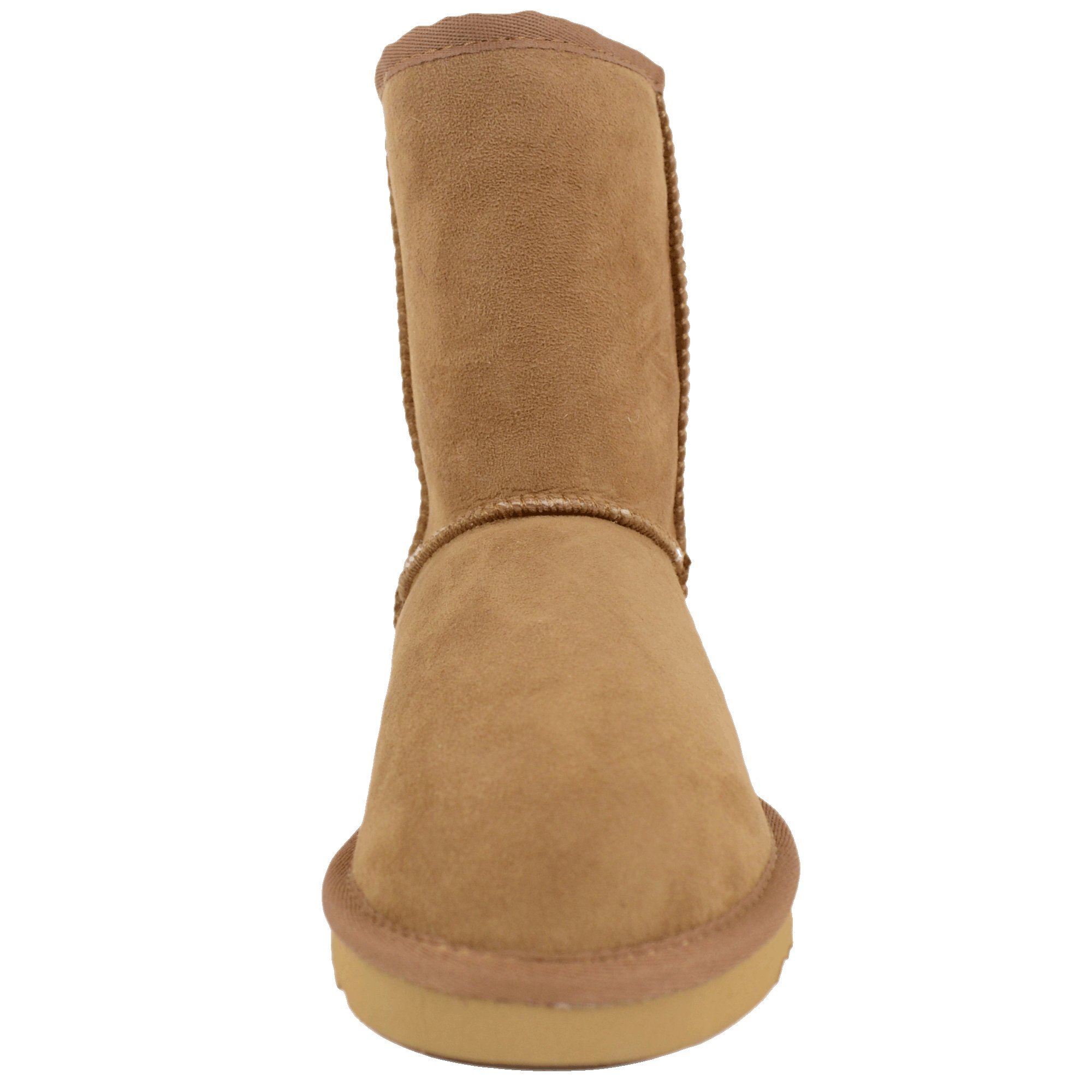 Bushga Women's Genuine Sheepskin Mid Calf Boots - Comfortable Winter Ankle Booties for Ladies (Black, Brown, Gray, Chestnut, Purple) | Perfect for Casual Outfits, Office Wear & Cold Weather Fashion