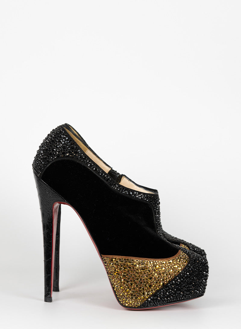 Christian Louboutin Black Décolléte Shoes with Swarovski Crystals - Size 36 | Luxury Women's Heels for Evening Parties & Special Occasions