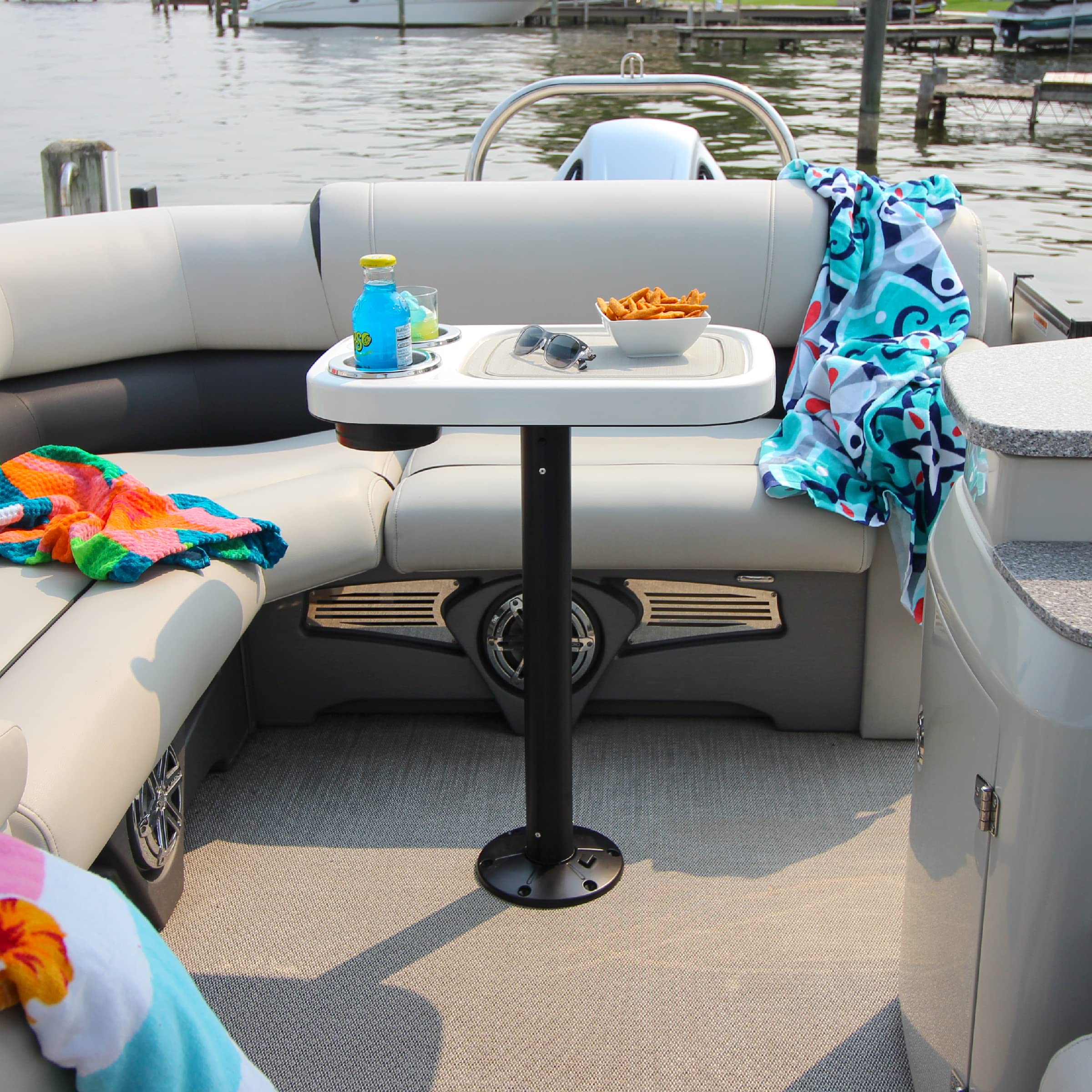 Manufacturers' Select ITC Marine Cocktail Boat Table Leg Set - Stainless Steel Pontoon Accessories with Center Foam Mat | Perfect for Boating, Yachting & Outdoor Entertaining