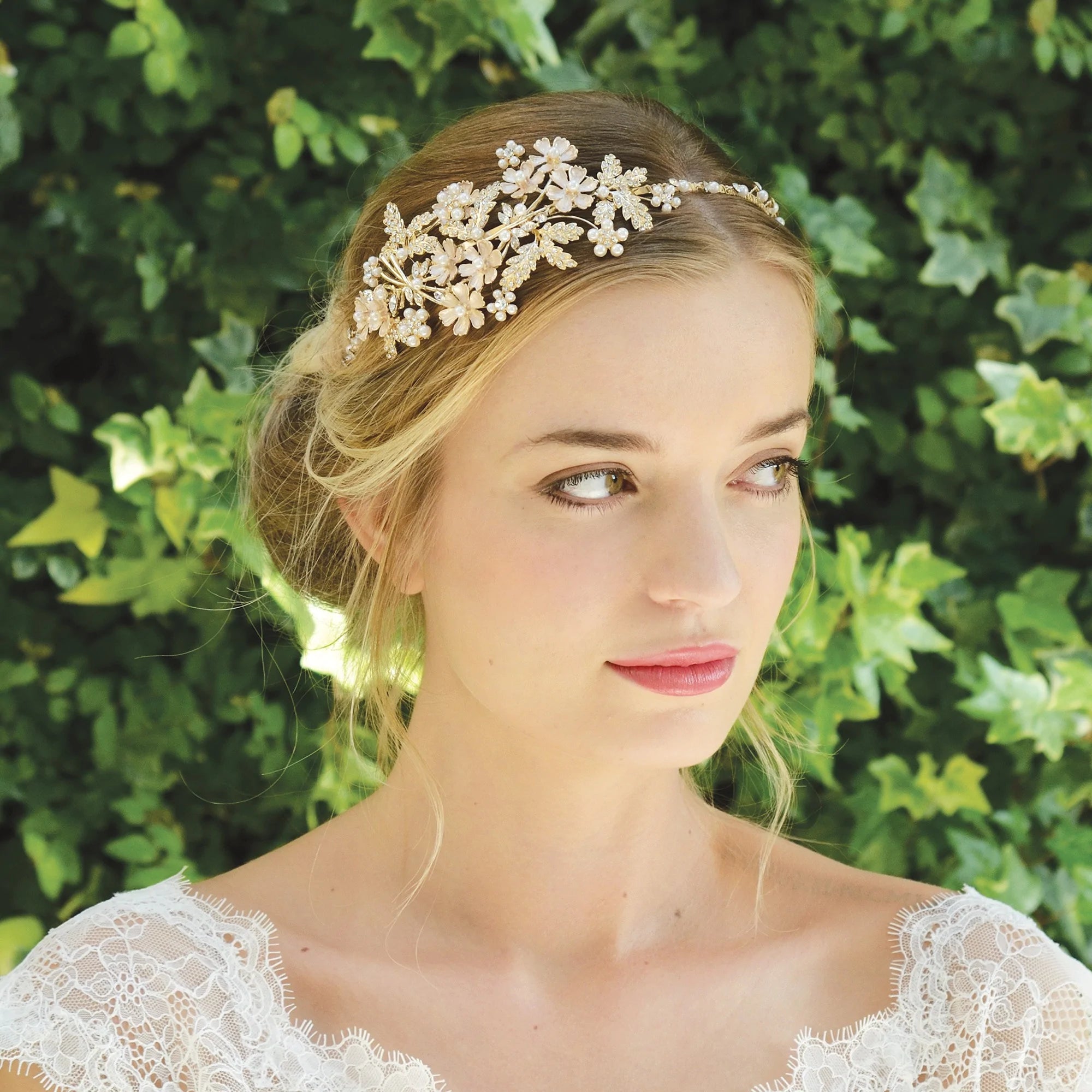 Elegant Bridal Gold Headband with Freshwater Pearls & Crystals - Perfect for Weddings, Prom & Special Occasions | MIMOSA Collection