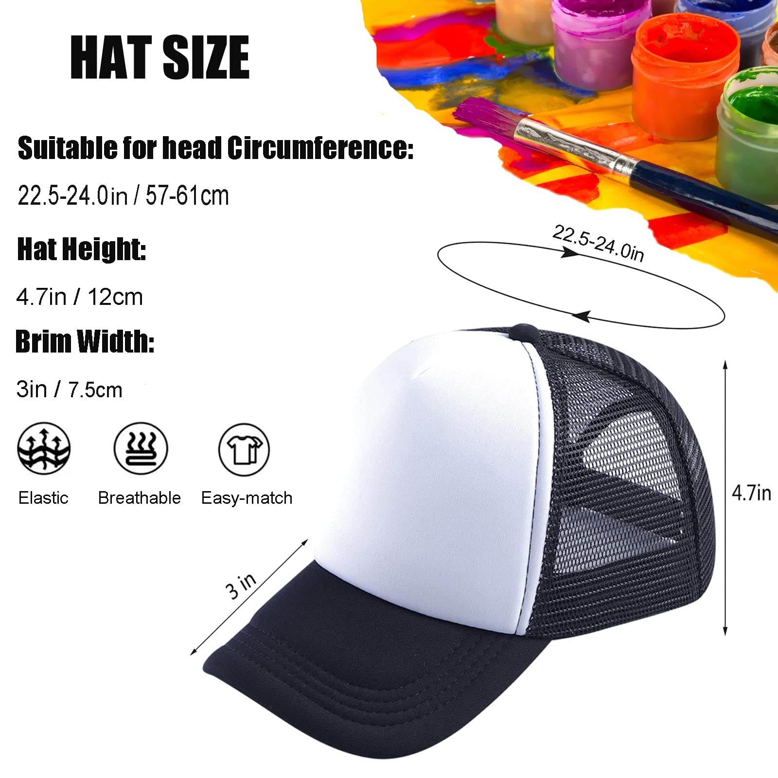 6 Pack Sublimation Blank Trucker Plain Baseball Mesh Back DIY Embroidery Printing Cap - 01 Black 12pcs, Medium - Perfect for Custom Embroidery, Screen Printing & Personalized Gifts for Sports Fans
