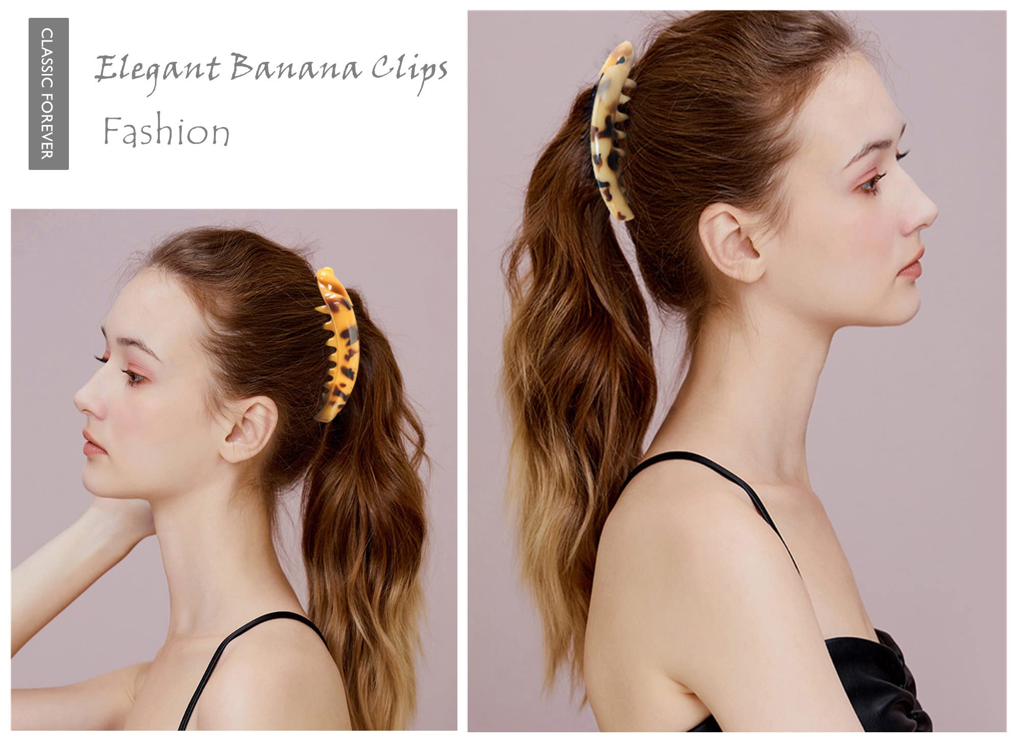 6 Pack Large Banana Hair Clips - 5 Inch Non-Slip Claw Clips for Women with Thin, Fine or Thick Hair - Perfect for Ponytails, Buns & Everyday Hairstyles