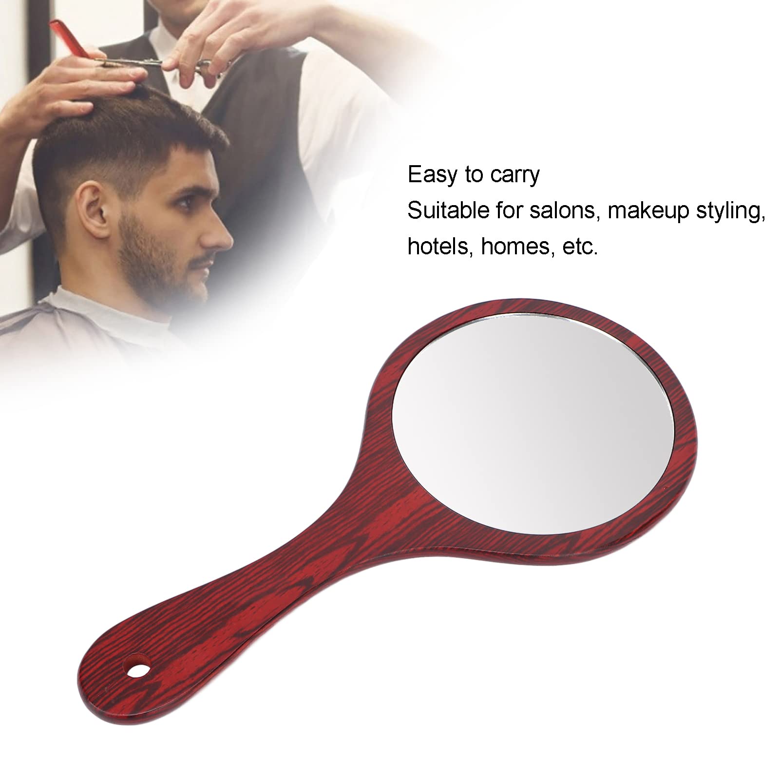 Shanrya Wooden Handheld Makeup Mirror with Hanging Hole - HD Portable Mirror for Hairdressing, Travel, Hotels & Home Use | Perfect for Vanity, Bathroom & Professional Salon Styling