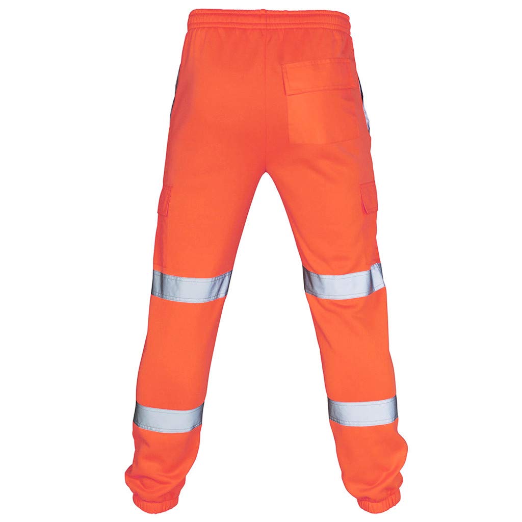**Men's Reflective Cargo Work Pants - Durable Road Work Overalls with Multiple Pockets | Ideal for Construction, Outdoor Labor & Casual Wear**