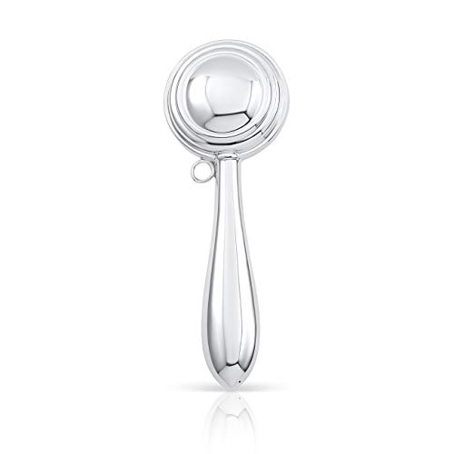 Sterling Silver Baby Rattle - Handheld Round Keepsake Gift for Newborns & Christening - Perfect Baby Shower Present & First Birthday Keepsake
