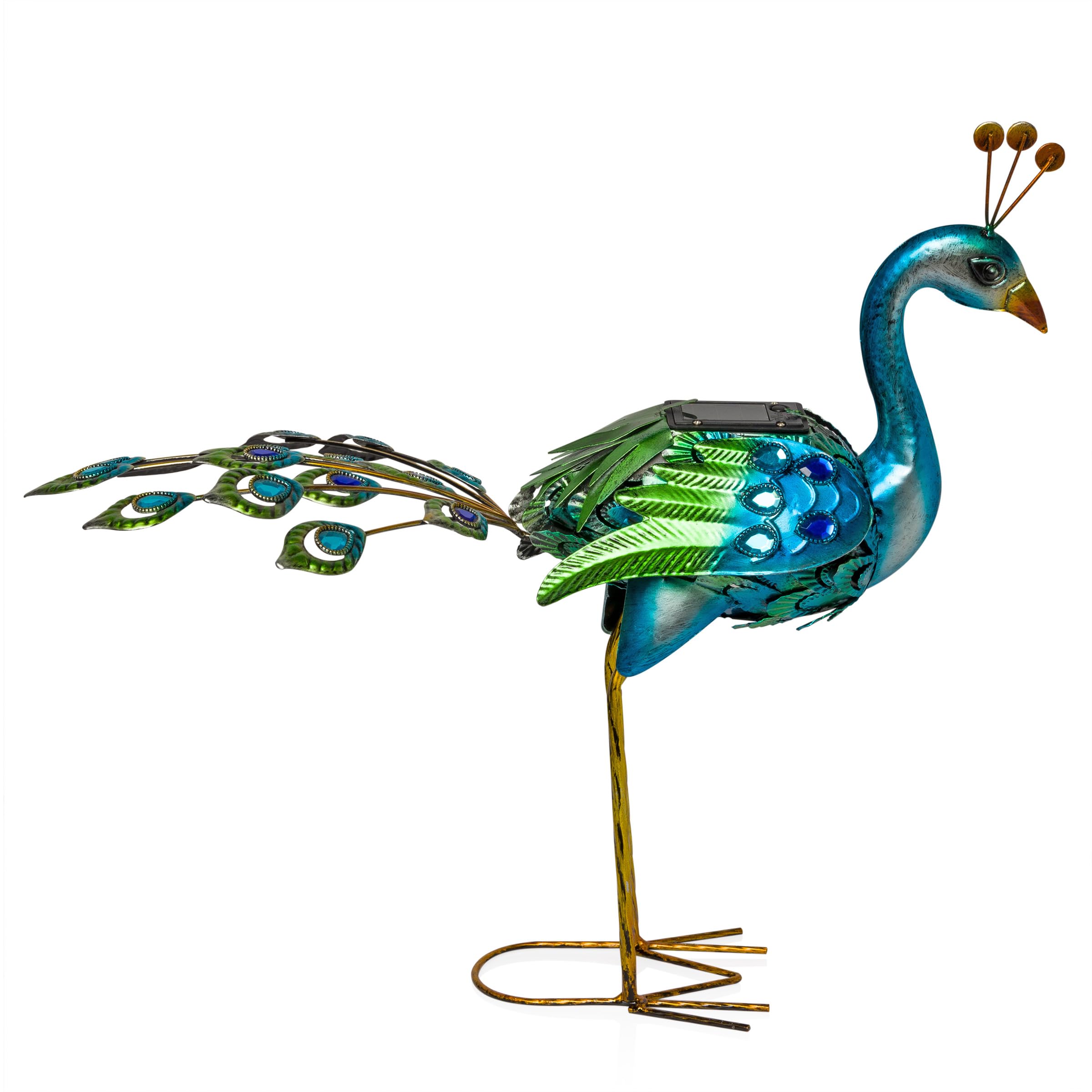 Solar-Powered Peacock Garden Statue with LED Lights - 19