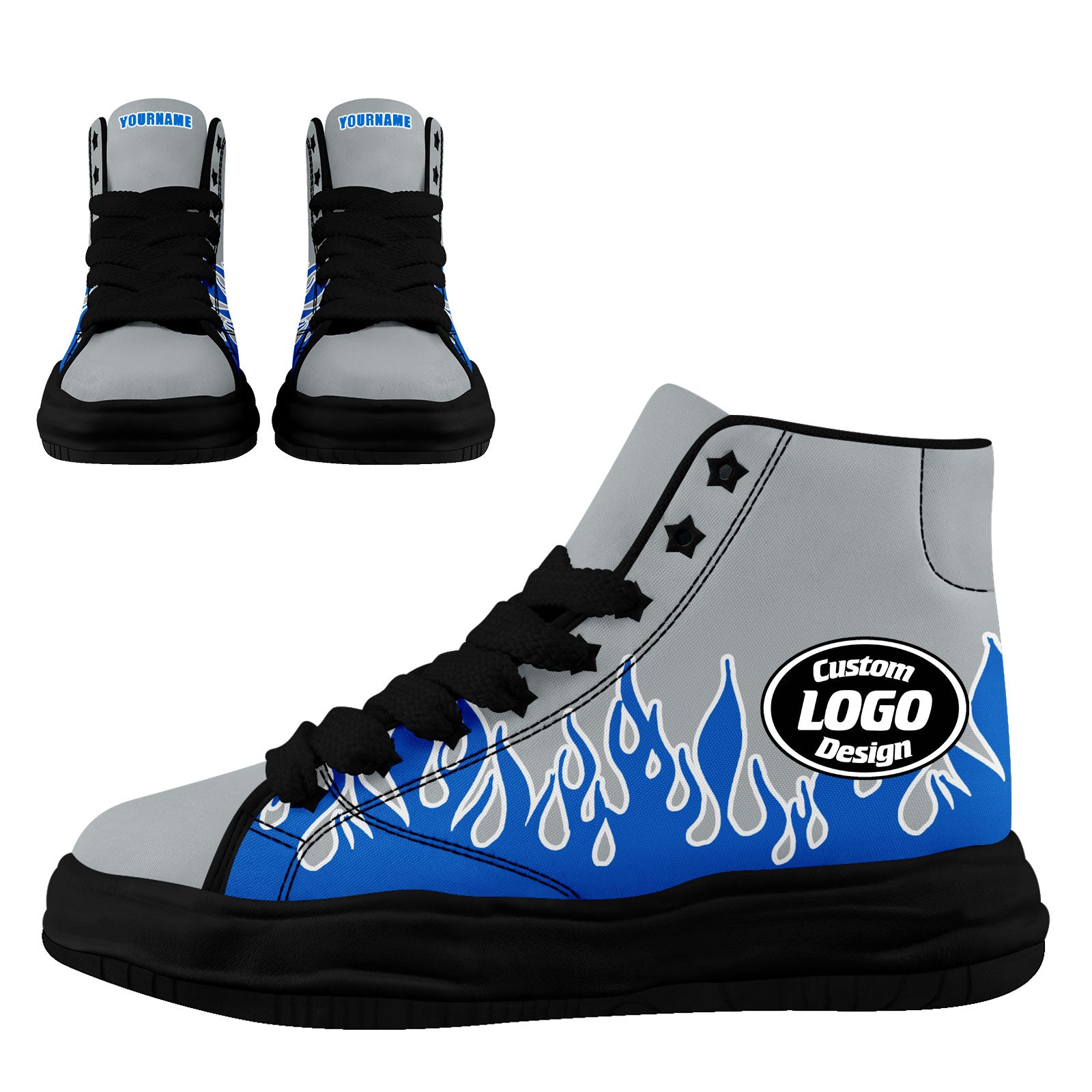 Custom Gray Blue Detroit Firesoul Shoes - Personalized Sneakers for Men & Women | Comfortable Walking & Casual Wear | Size 11 (FN039 D020272) | Perfect for Street Style & Urban Fashion