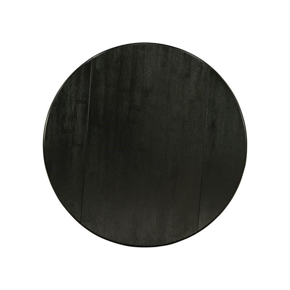 East West Furniture DMT-ABK-TP Dublin Round Wooden Dining Table with Drop Leaf & Pedestal Base - 42x42 Inch, Wirebrushed Black - Perfect for Small Spaces, Breakfast Nooks & Cozy Kitchens