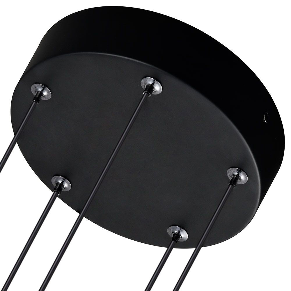 VONN Ravello 5-Light Black LED Chandelier with Globe Shades - Modern Ceiling Fixture for Dining Room, Living Room & Bedroom Lighting