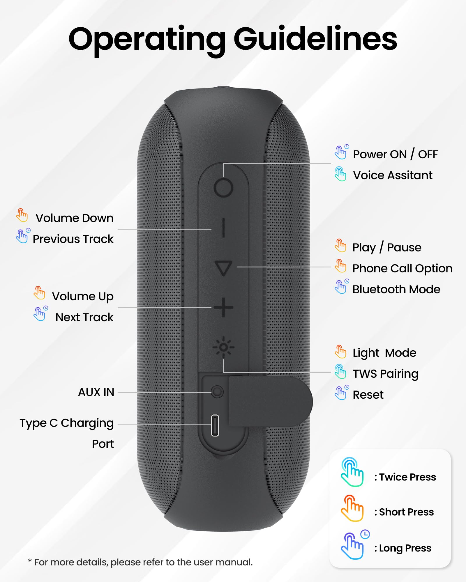 30W Portable Bluetooth Speaker with RGB Multi-Color Rhythm Lights - IPX7 Waterproof, 100FT Wireless Range, 1000min Playtime - Perfect for Shower, Pool Parties & Outdoor Adventures