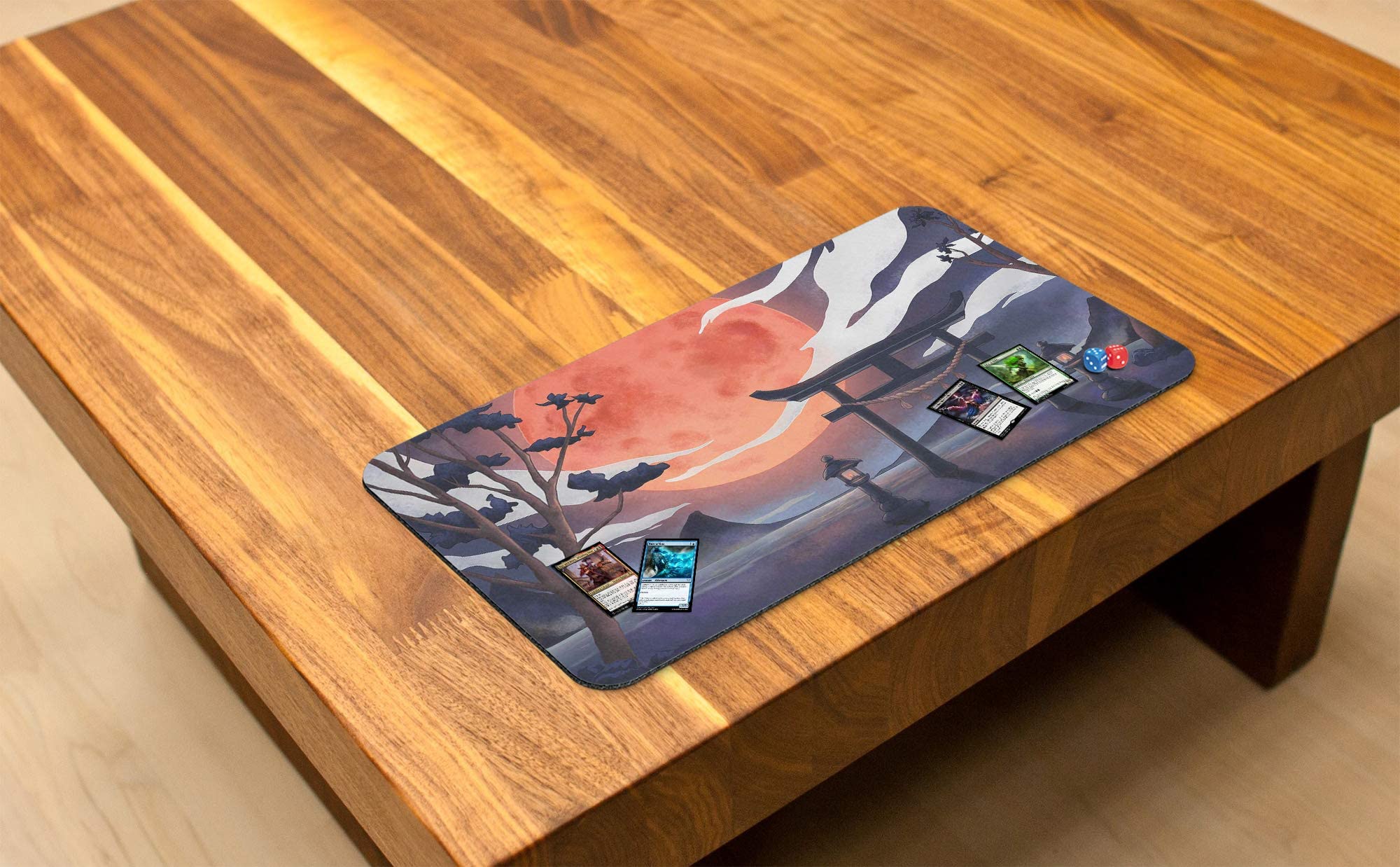 Blood Moon Torii Gate & MatShield Bundle - Premium MTG Playmat for Magic The Gathering, YuGiOh, Pokemon TCG - Original Art Gaming Mat with Protective Sleeve - Perfect for Tournaments, Game Nights & Collectors