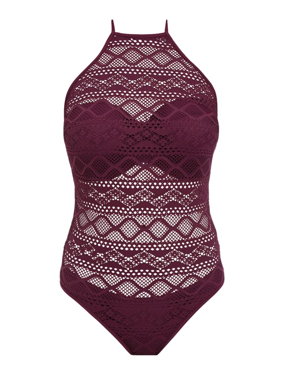 Freya Sundance Underwire One-Piece Swimsuit 32FF - Black Cherry | Supportive Full Coverage Bathing Suit for Women, Perfect for Beach Vacations & Pool Parties