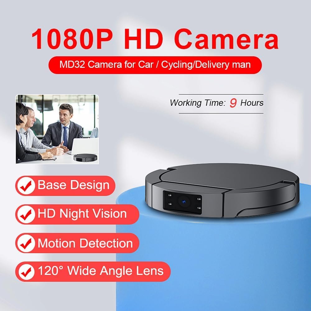 64GB Spy Camera Full HD 1080P - Mini Hidden Security Camera with Motion Detection & Night Vision - Nanny Cam for Home/Office Surveillance (No Wi-Fi) - Perfect for Monitoring Kids, Pets, and Valuables