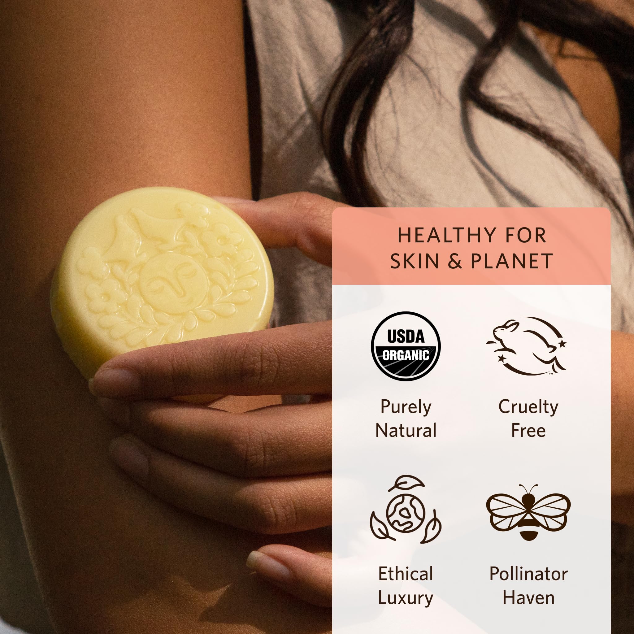 Moon Valley Organics Herbal Lotion Bar - Bergamot Geranium Scented, Moon Melt Bar with Calendula & Comfrey, Beeswax Moisturizer for Dry, Chapped Skin | Healing & Soothing Hand & Body Balm | Perfect for Travel, Office & Winter Skin Care