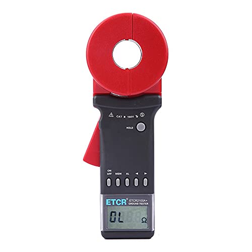 ETCR2100A+ Digital Clamp-On Earth Resistance Tester - Portable Ground Resistance Meter for Electrical Systems (Black) | Ideal for Electricians, Industrial Maintenance & Power Grid Testing