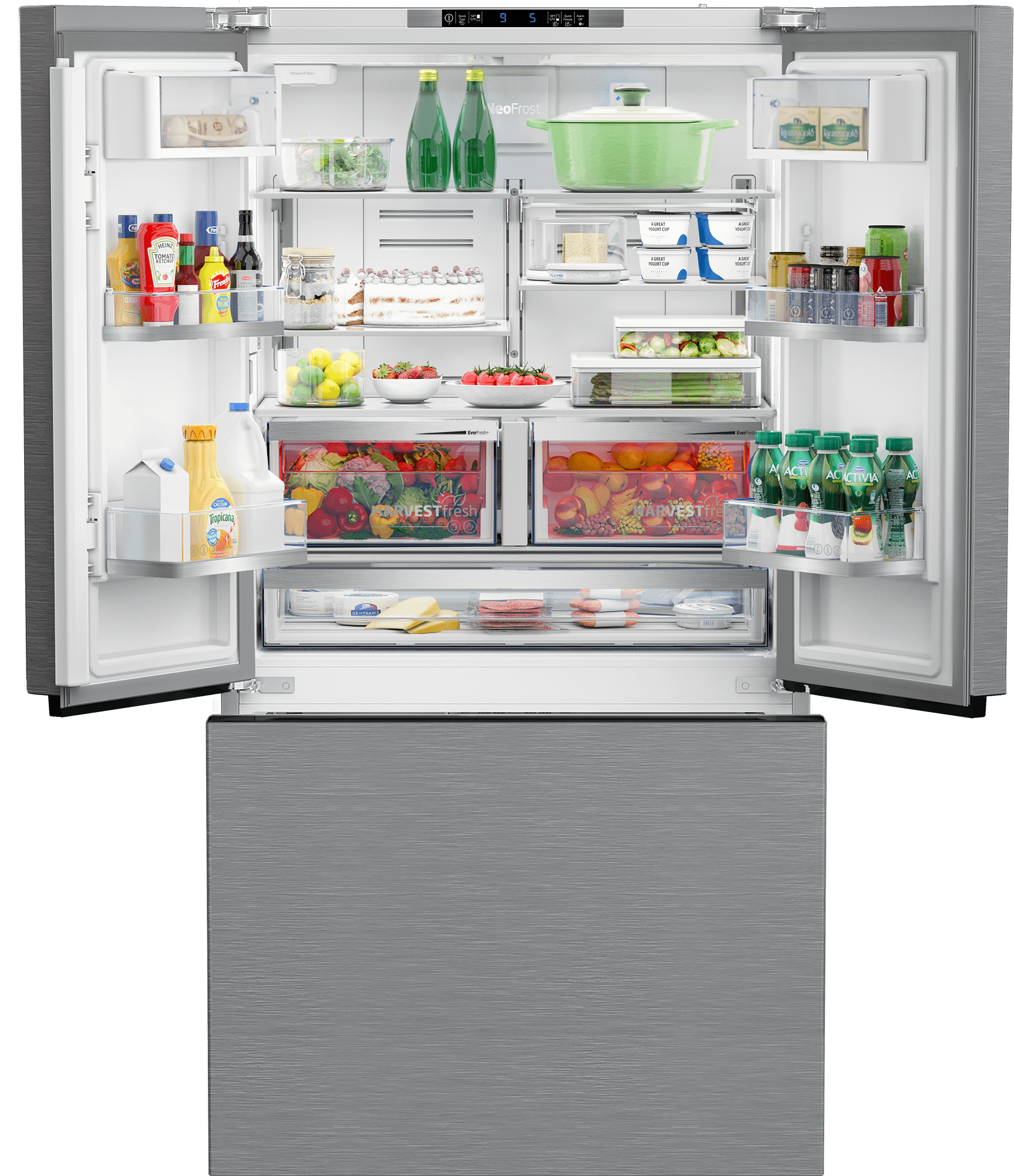Beko BFFD3614ZSS 36 Inch French Door Refrigerator with HarvestFresh Technology - Energy Efficient Stainless Steel Smart Fridge for Modern Kitchens & Large Families