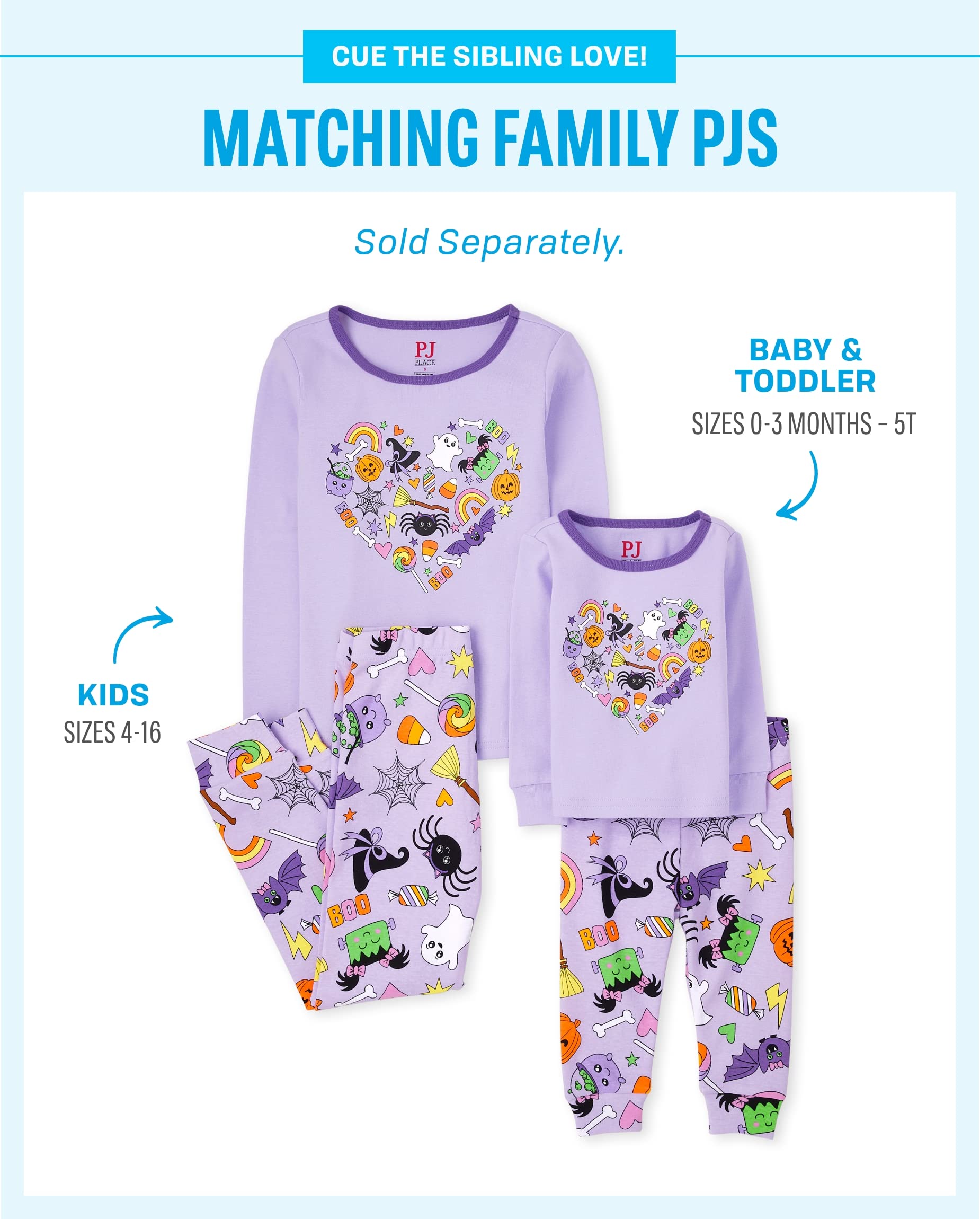 The Children's Place Baby Girls' Halloween Pajamas - Soft Cotton 2-Piece Pajama Set for Infants & Toddlers | Perfect for Halloween Parties, Trick-or-Treating & Cozy Bedtime