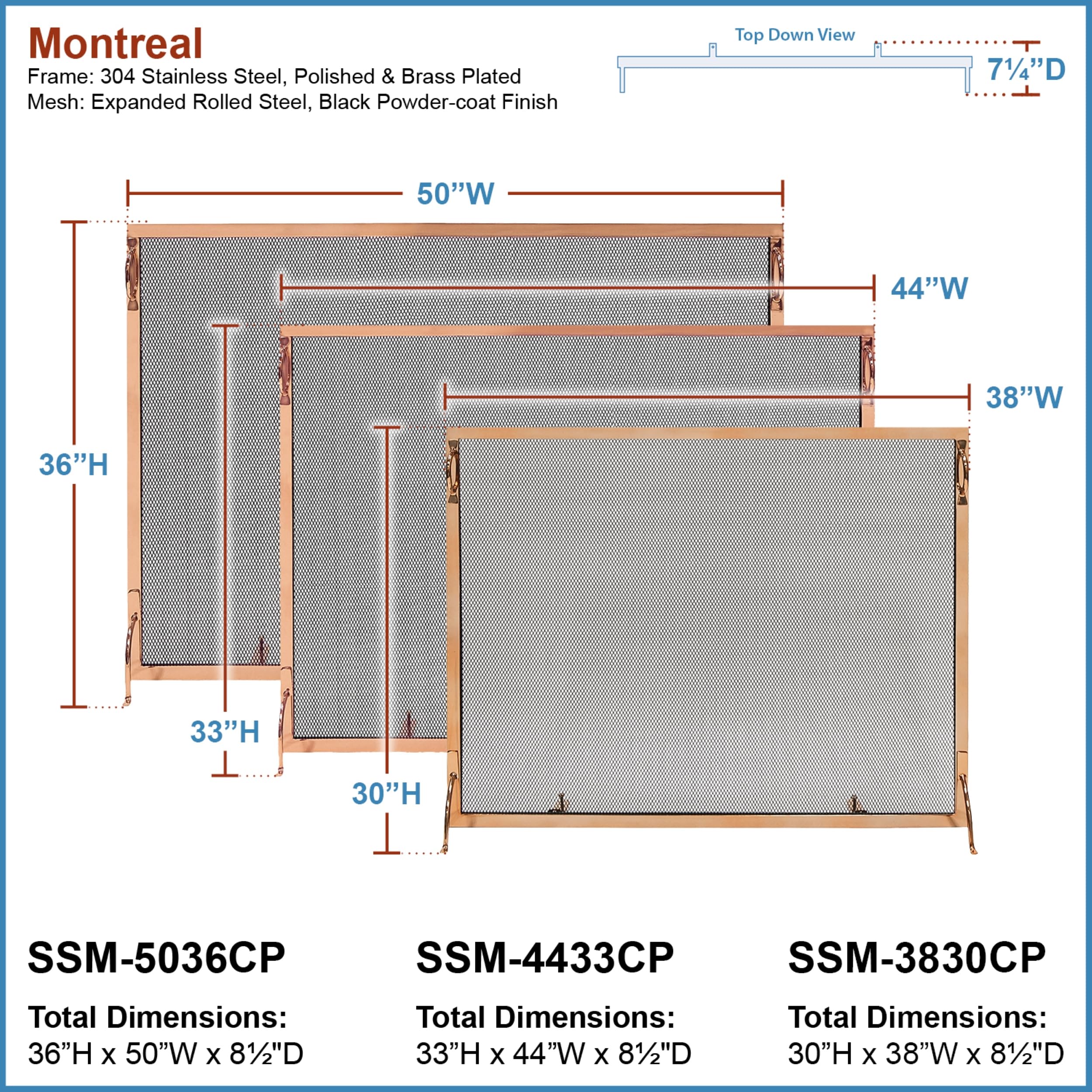 44 x 33 Inch Decorative Fireplace Screen - Solid Copper Safety Guard for Wood Burning Fireplaces - Perfect for Living Room, Bedroom & Home Decor