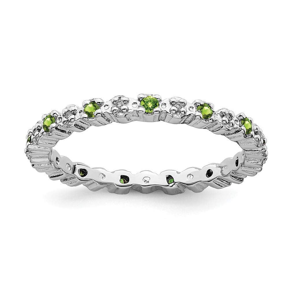 925 Sterling Silver Stackable Peridot and Diamond Ring for Women - Elegant Jewelry Gift with Multiple Size Options (5-10) | Perfect for Everyday Wear, Anniversary Gifts & Special Occasions