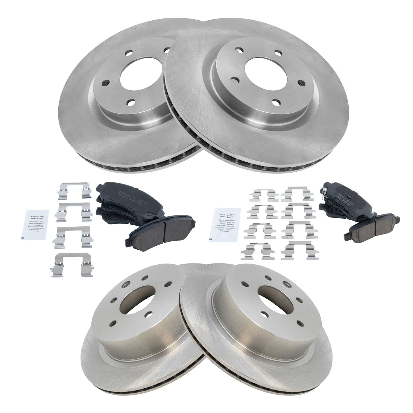 Premium Posi Ceramic Brake Pad & Rotor Kit - Front & Rear Compatible with Nissan - Smooth Stopping Power for City Driving & Highway Commutes