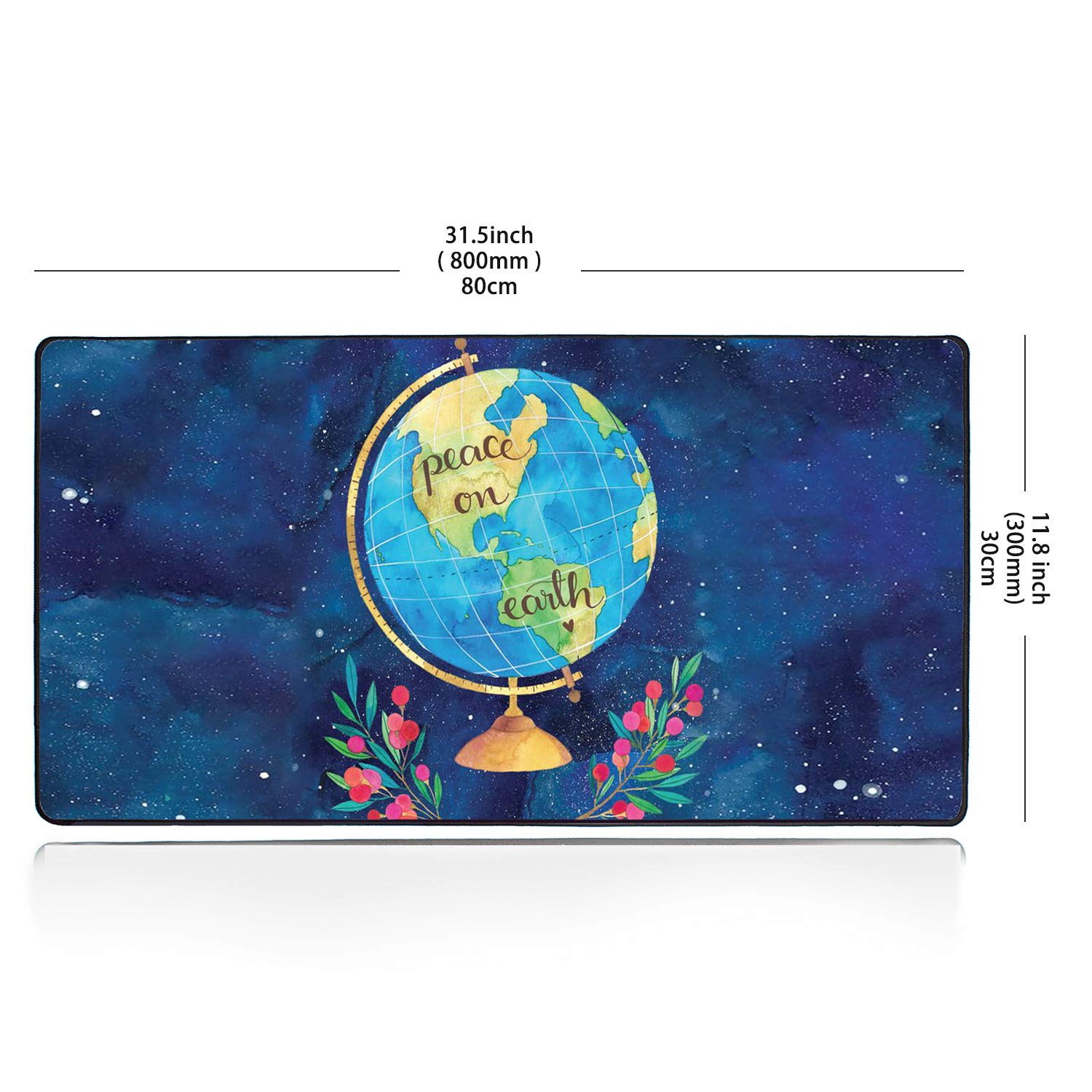 XXL Large Gaming Mouse Pad with Stitched Edges - Premium Marble Design Extended Mouse Mat, Non-Slip Rubber Base, Ergonomic Computer Desk Pad for PC & Laptop (Blue Earth, X-Large) - Perfect for Gaming, Office Work & Home Use