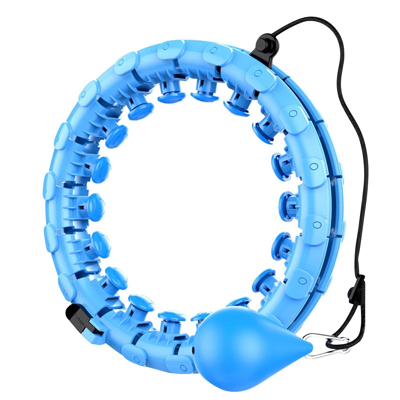 Weighted Hula Hoop for Adults - Adjustable Detachable Fitness Hoop with 24 Knots & Auto-Spinning Ball - Professional Exercise Equipment for Weight Loss & Core Workout - Perfect for Home Gym, Outdoor Fitness & Belly Fat Burning (Blue)