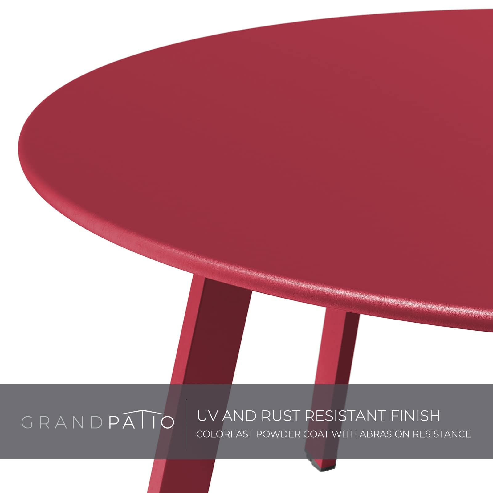 **Round Steel Patio Coffee Table Set - Weather Resistant Outdoor Nesting Tables (1 Large Side Table + 1 Small End Table) - Red (2-Piece) - Perfect for Garden, Deck, Poolside & Patio Furniture**