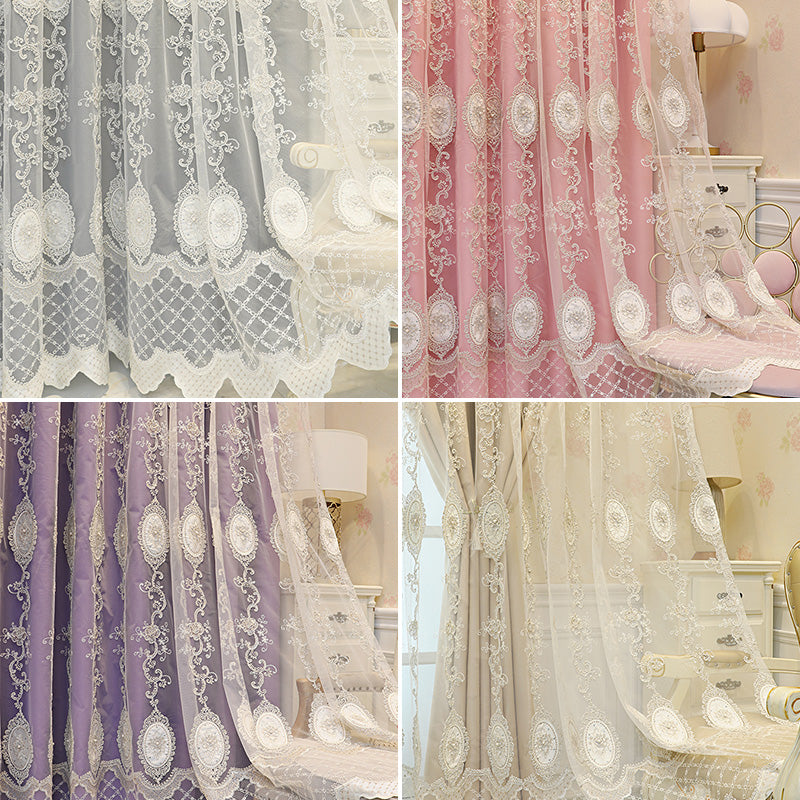 Galilea Two Layer French Style Embroidery Blackout Custom Curtains for Living Room & Bedroom - Elegant Window Treatment for Home Decor