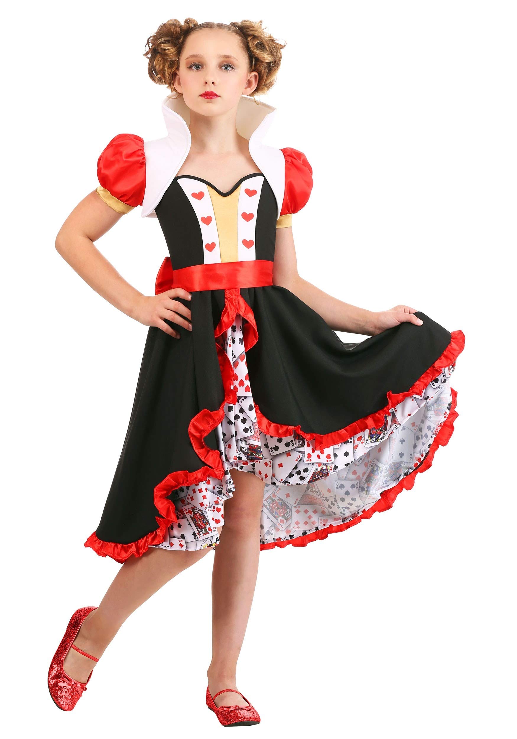 Frilly Queen of Hearts Costume for Girls | Kids Queen of Hearts Outfit | Halloween Dress Up, Cosplay & Themed Party Costume
