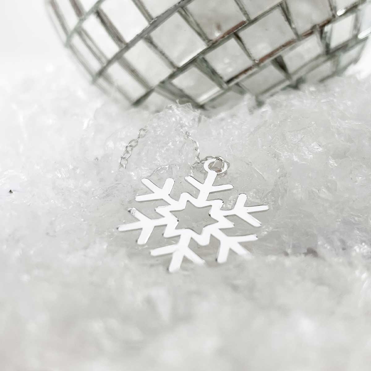 Sterling Silver Snowflake Pendant Necklace - Elegant Winter Jewelry for Women, Christmas Gift & Holiday Party Accessory
