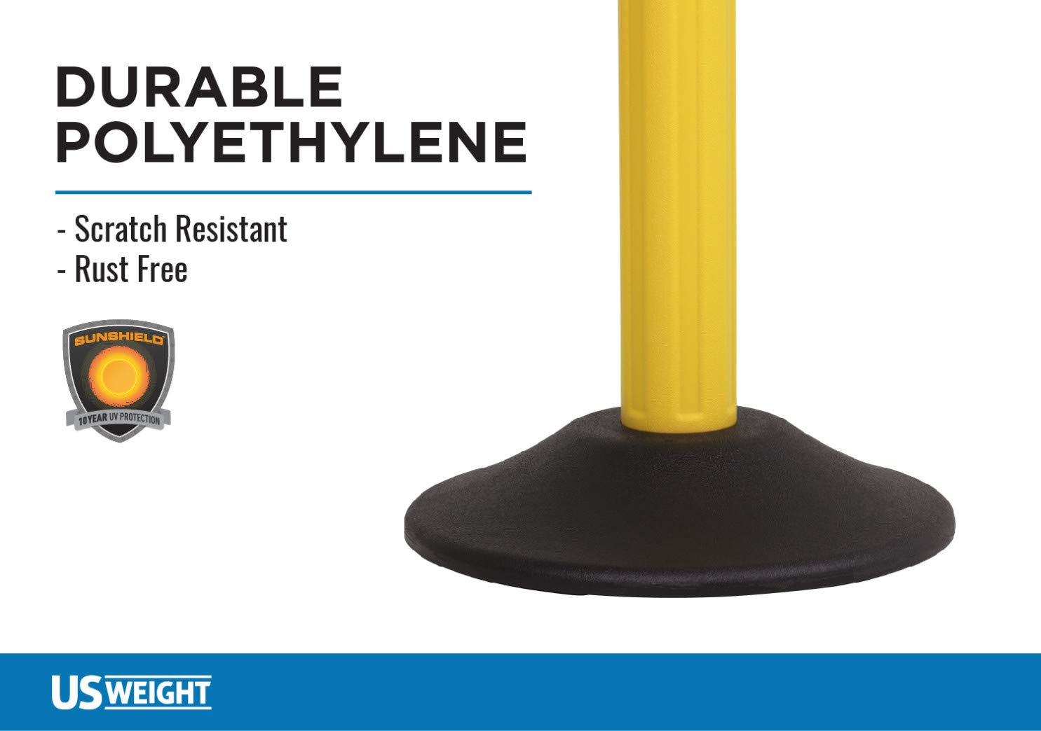 Weighted Base Black Stanchion with 10ft Plastic Chain - Heavy Duty Crowd Control Barrier for Events, Queues & Retail (6-Pack) - Ideal for Stores, Concerts & Public Spaces