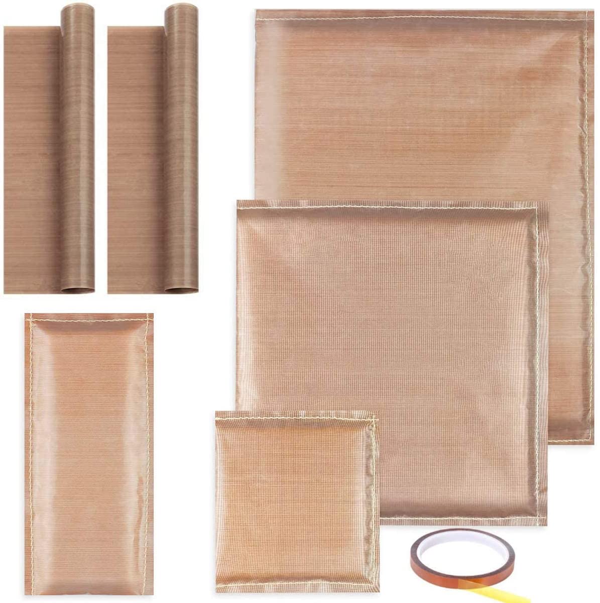 Toolly 7 Pack Heat Press Pillows Mat Kit - 4 Sizes Heat Transfer Pillows, 2 Heat Press Sheets & 1 Roll Tape for T-Shirt Printing, Vinyl Projects & DIY Crafts - Perfect for Home, Small Business & Crafting Enthusiasts