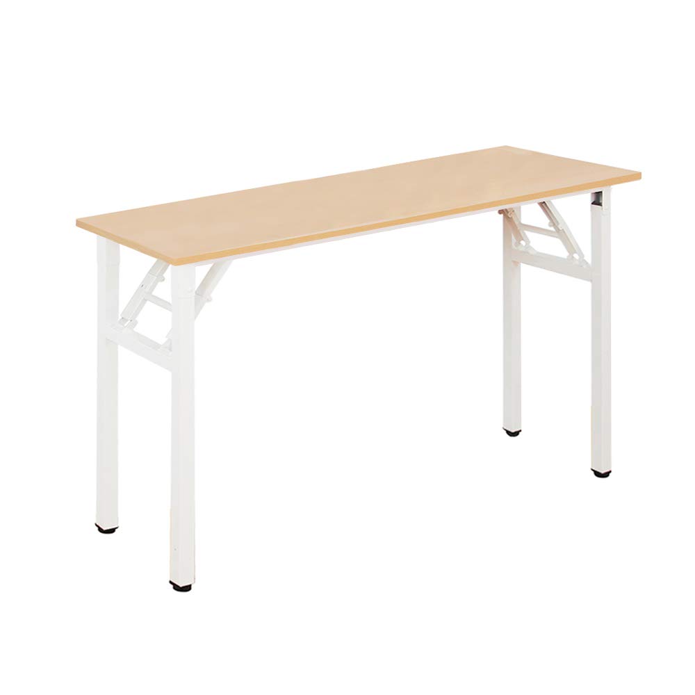 SogesGame 47-inch Folding Computer Desk - Compact Writing Desk, No Assembly Required, Teak White (LP-AC5YW-120) - Perfect for Small Spaces, Home Office, Dorm Rooms & Workspaces