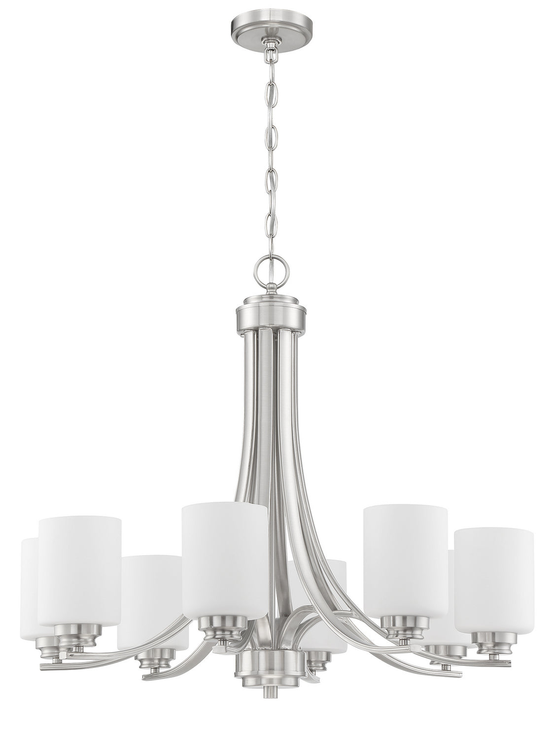 Bolden Eight-Light Chandelier in Brushed Polished Nickel - Modern Ceiling Lighting Fixture for Dining Room, Living Room & Bedroom