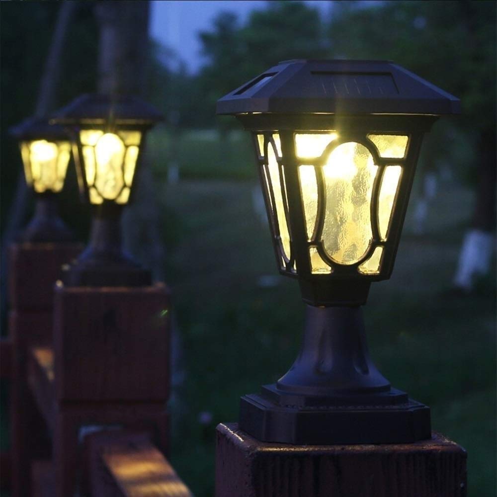 Solar Powered Outdoor Pillar Lights - Waterproof Wall Lights for Patio, Garden, Gate, Villa (2 Pack) - Perfect for Pathway, Driveway, and Landscape Lighting