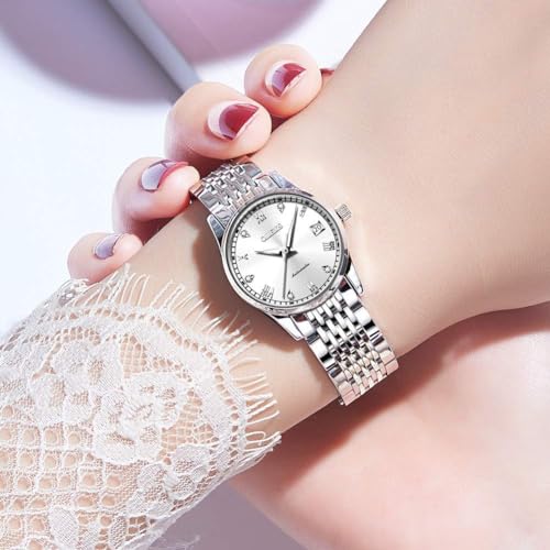 L6602: Silver band & White dial