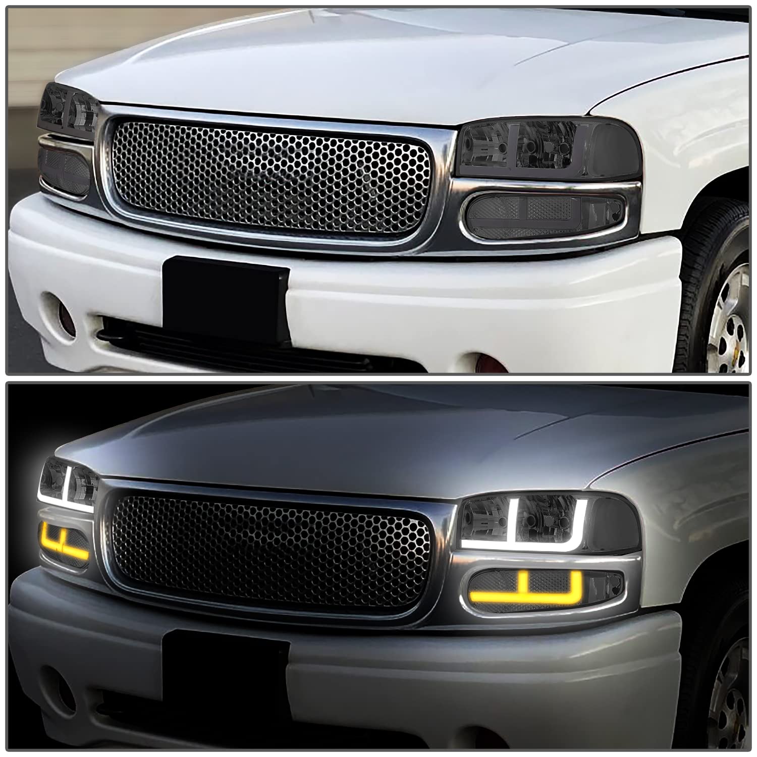 DNA MOTORING Smoked Headlights for 02-06 GMC Sierra 1500 Denali - Upgrade Your Ride