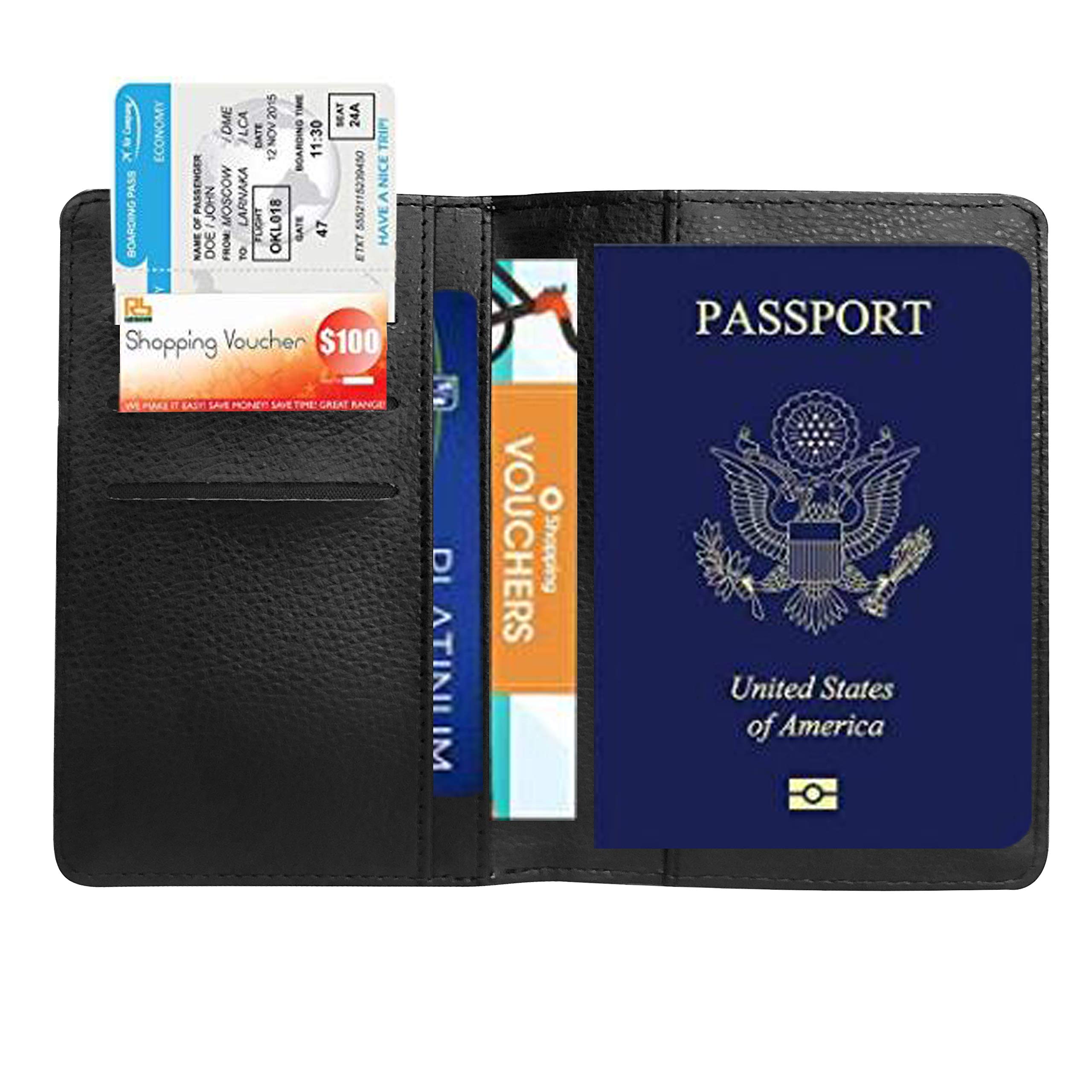RFID Blocking PU Leather Passport Holder - Travel Wallet & Card Case with Unique Abstract Cat & Diamond Starry Night Pattern | Perfect for International Travel, Business Trips & Vacation Essentials