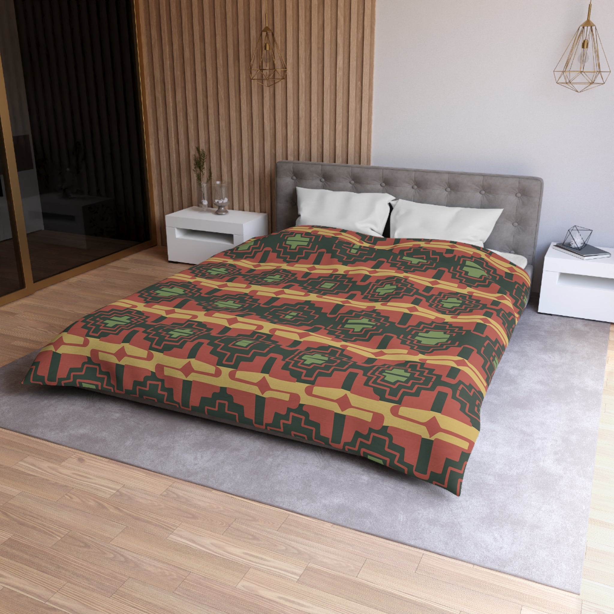 Soft Microfiber Duvet Cover Set - Southwestern Dune Pattern - Queen Size Bedding for Cozy Home & Hotel Use