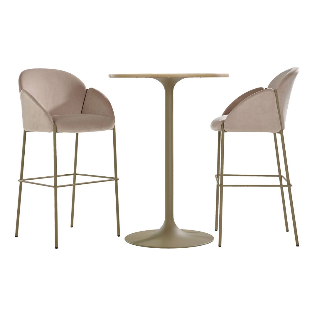Andrea Bar Stool - Modern Kitchen Counter Height Stool with Backrest, Adjustable Height & Swivel Seat - Perfect for Home Bar, Kitchen Island & Breakfast Nook