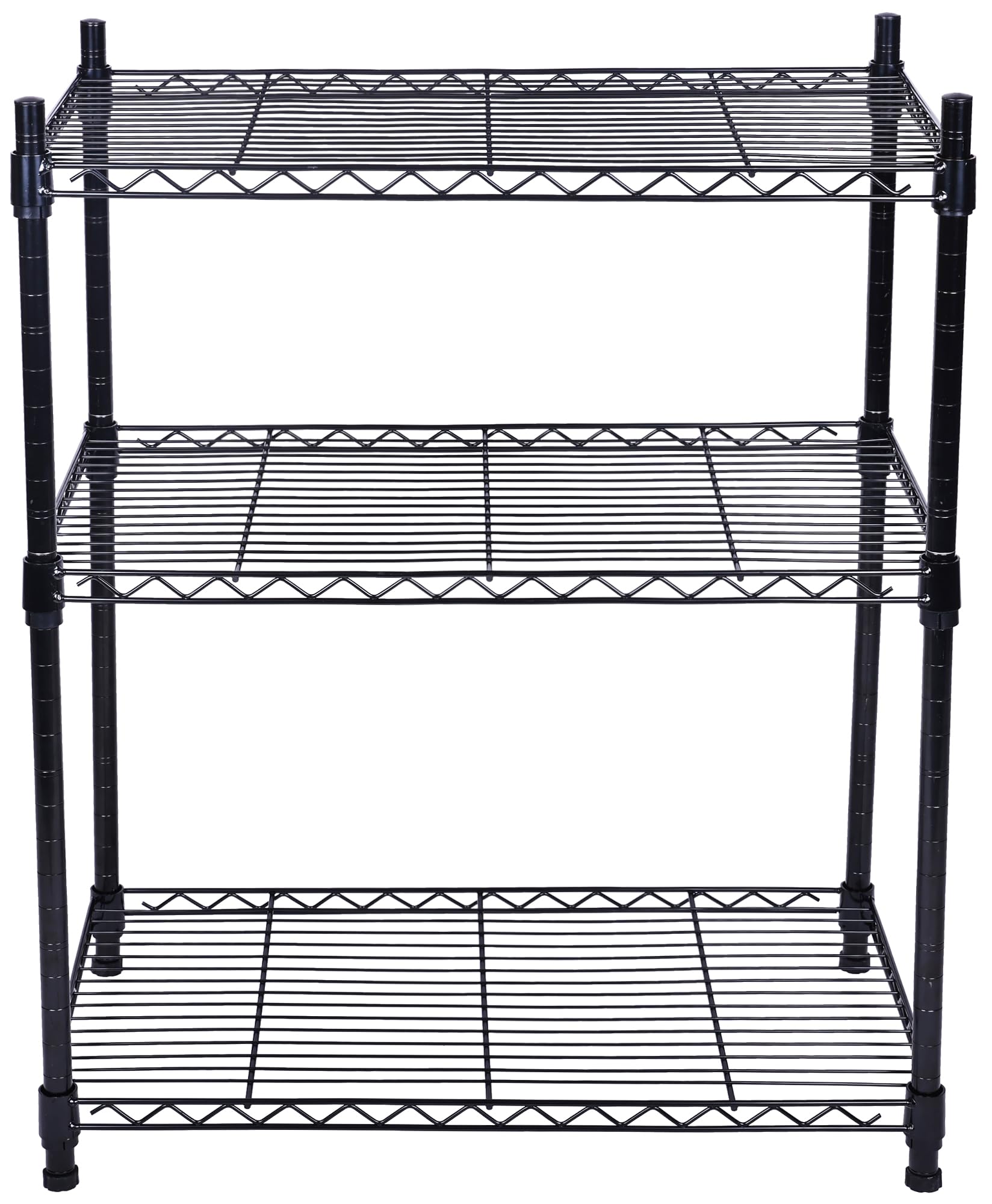 Heavy Duty 3-Tier Adjustable Steel Wire Shelving Unit - 350 lbs Capacity per Shelf, Black Storage Rack (23.2