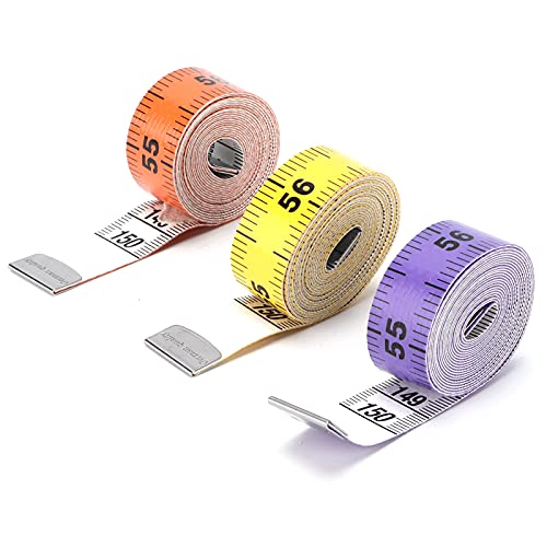 3Pcs 60 Inches/150cm Soft Tape Measure - PVC Flexible Sewing Measuring Tape, Dual-Sided Ruler for Fabric, Tailoring, Knitting & DIY Crafts - Perfect for Dressmaking, Quilting and Home Improvement Projects