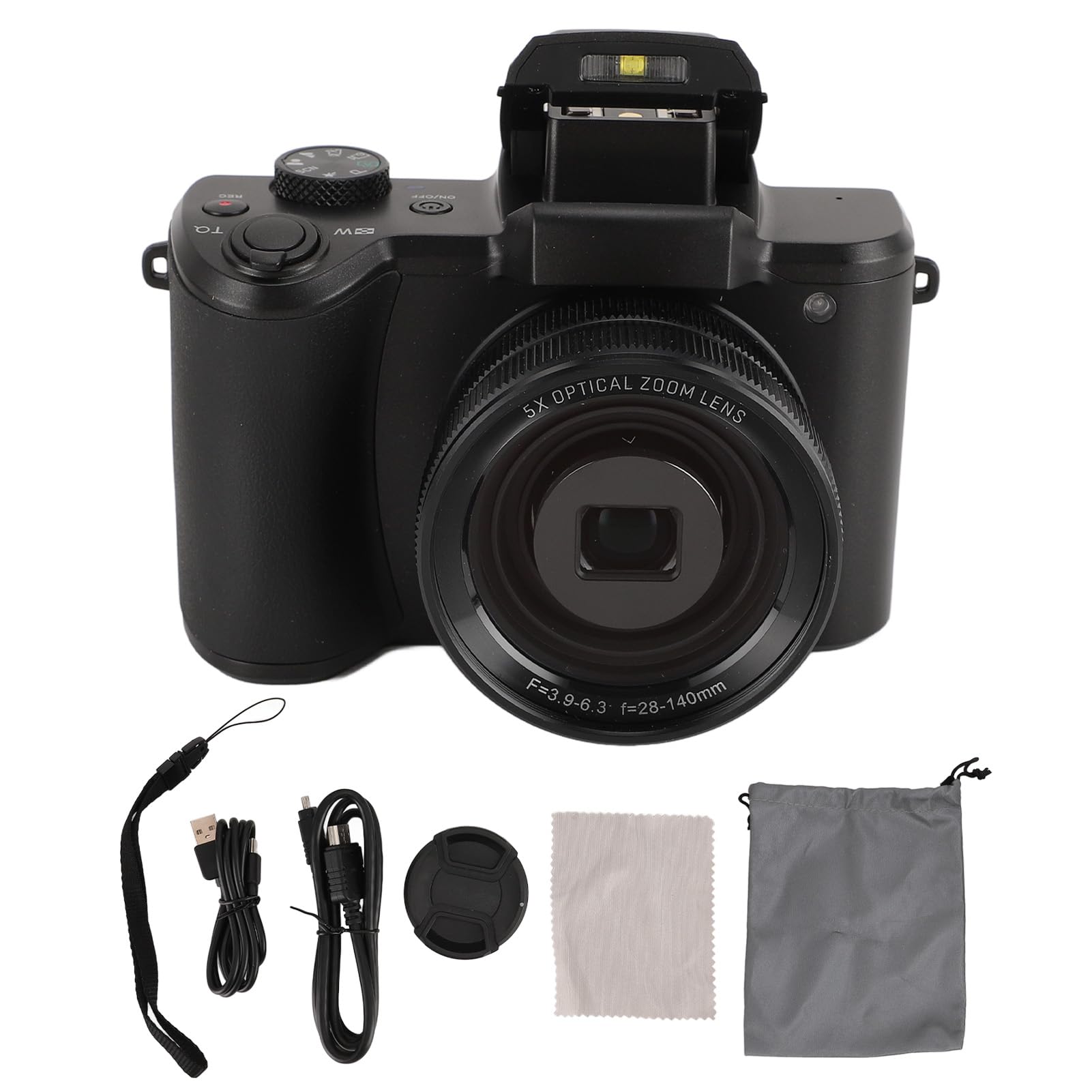 5K Digital Camera, 64MP 5X Optical Zoom Vlogging Camera with 3.2in Touch Screen - Compact Anti-Shake Dual Cameras for Kids, Students & Teens - Perfect for YouTube, Travel, Birthday Gifts & Everyday Photography