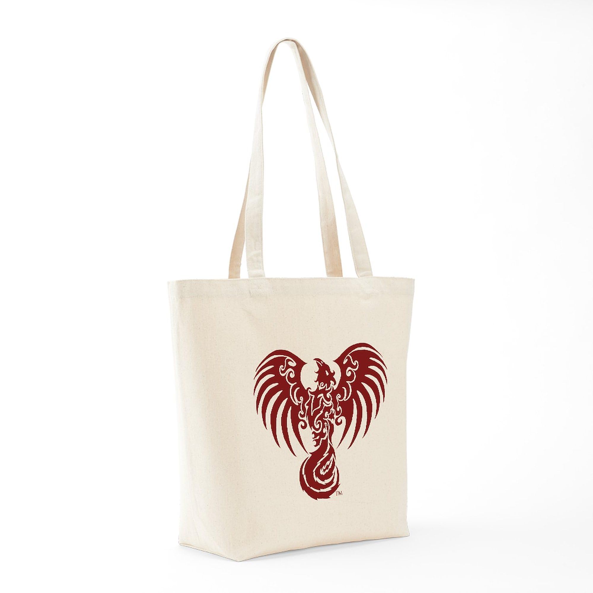Large Red Phoenix Logo Tote Bag - Natural Canvas Reusable Shopping Bag for Women & Men - Eco-Friendly Grocery, Beach & Work Commute Tote