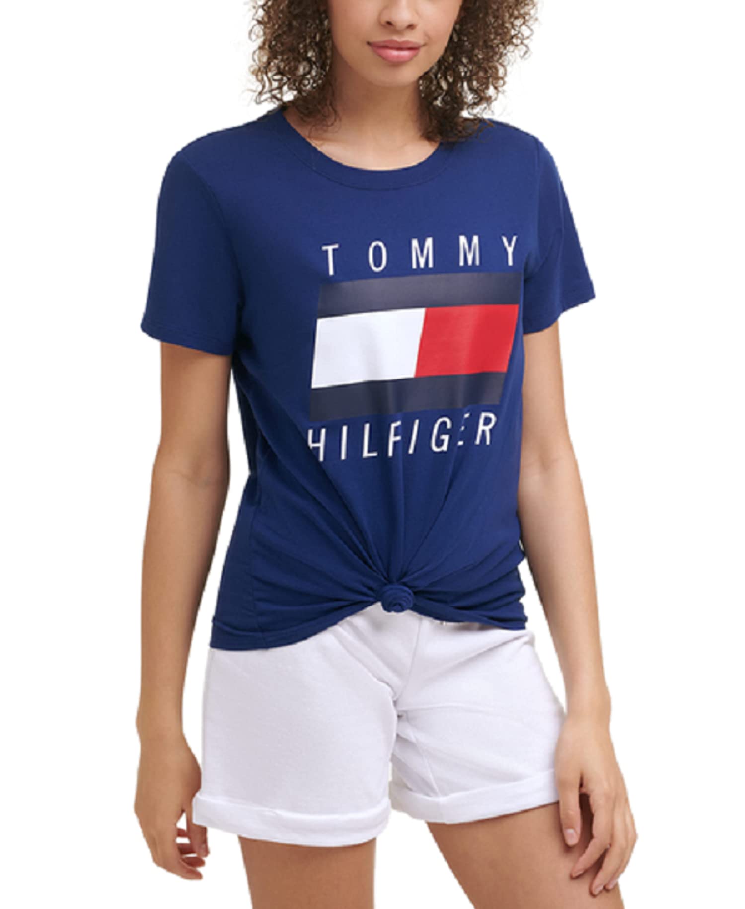Tommy Hilfiger Women's Performance Cotton T-Shirt - Lightweight Graphic Tee for Casual Wear, Workout & Everyday Outfits