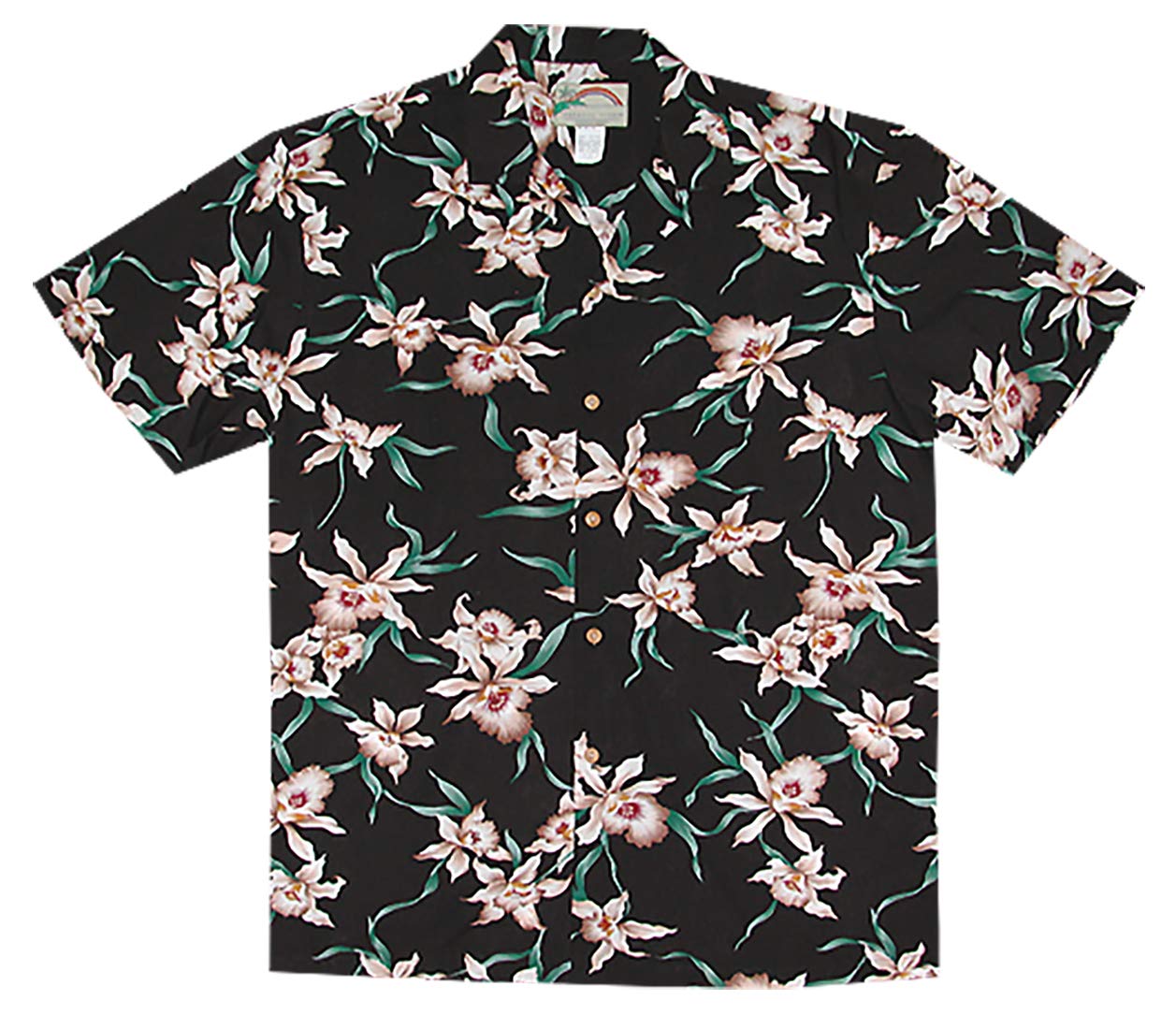 Men's Star Orchid Magnum PI Hawaiian Shirt - Tropical Floral Print Short Sleeve Button Up for Summer Beach Vacation, Luau Party & Casual Wear