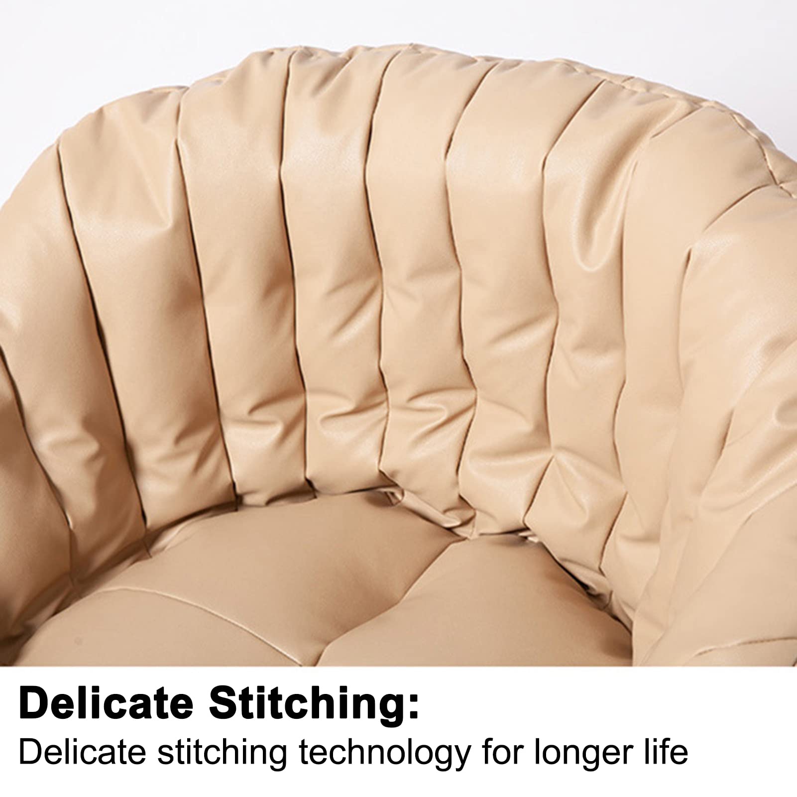 Waterproof PU Bean Bag Chair Cover - Indoor & Outdoor Recliner Sofa Slipcover for Adults & Kids (No Filling, Beige) | Perfect for Living Rooms, Dorms, Patios & Game Rooms