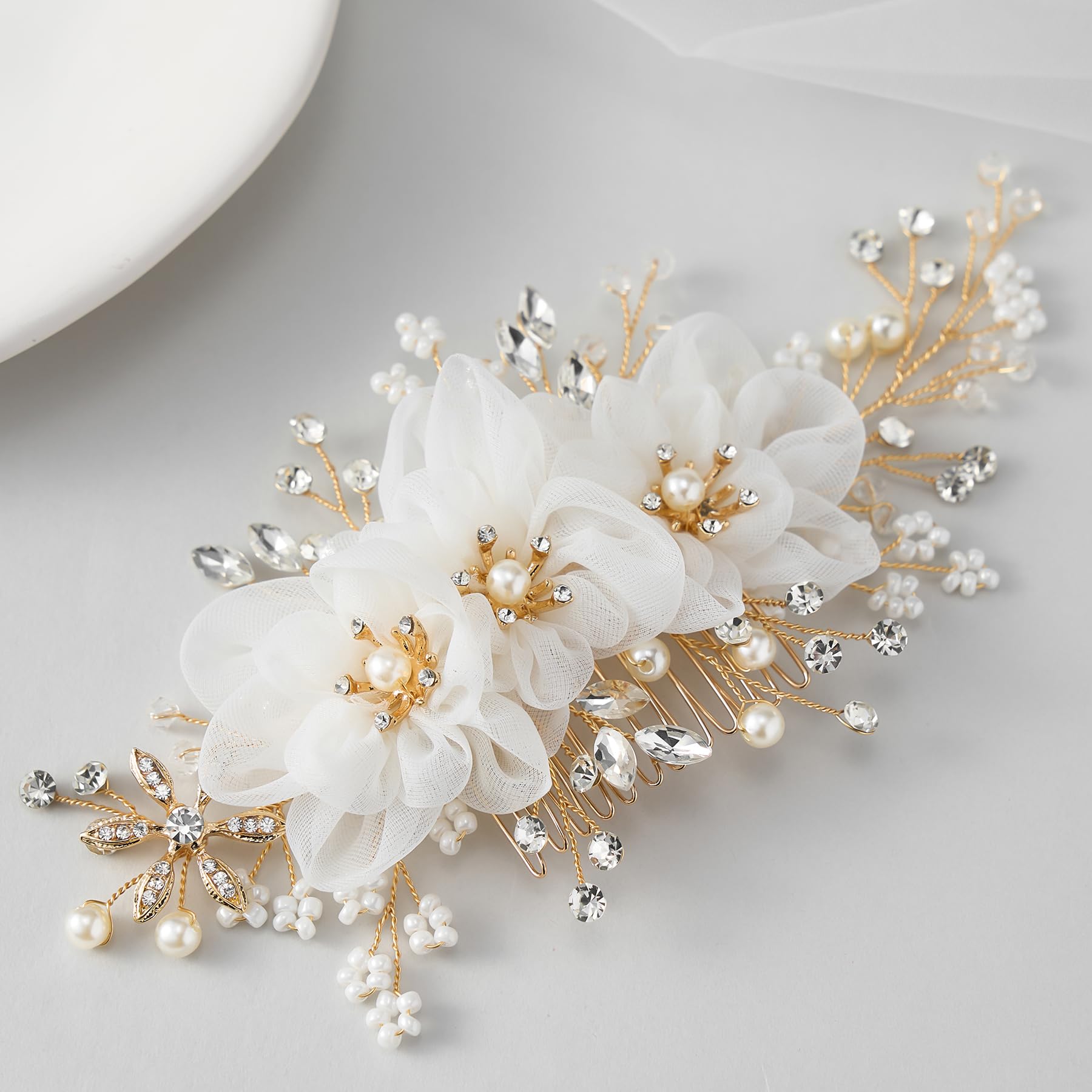 SWEETV Pearl and Leaf Hair Comb Pins - Elegant Bridal Hair Accessories for Wedding, Party, Prom | Perfect for Brides, Bridesmaids, and Special Occasions