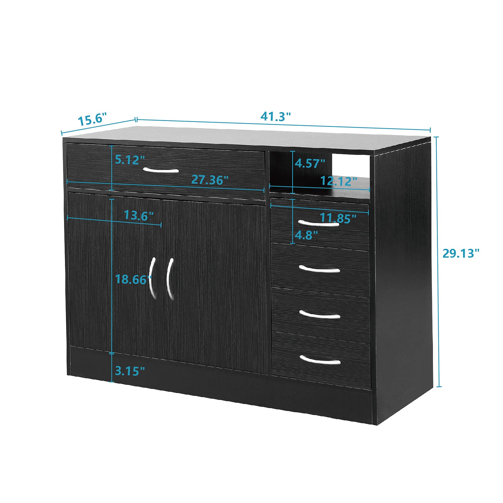 Professional Wooden Salon Storage Cabinet for Hair Styling & Spa Equipment - Large Capacity Beauty Station Organizer with Drawers | Perfect for Barber Shops, Home Salons & Bathroom Storage (Black)