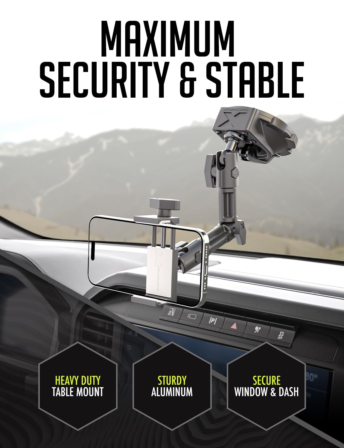 Heavy-Duty Universal Phone Car Mount - HD PRO Dash & Window Metal Clamp Holder for iPhone, Samsung, GPS - BX1-579-2 | Secure Hands-Free Driving, Perfect for Road Trips & Daily Commutes
